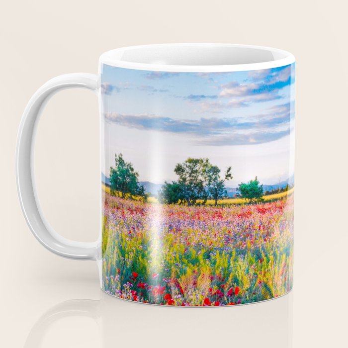 Red poppy field floral blossom landscape color photograph Coffee Mug Gallery Image 3