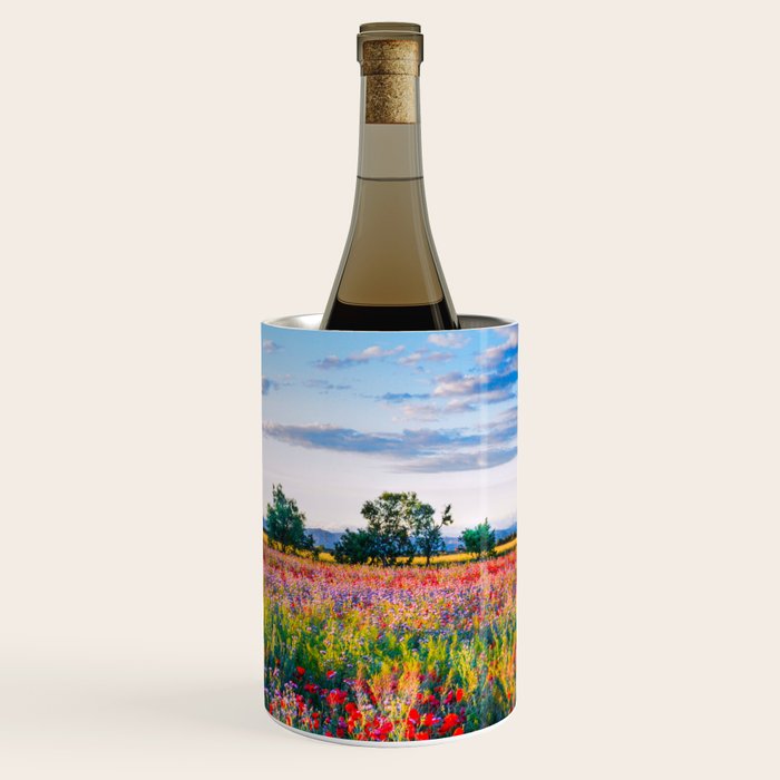 Red poppy field floral blossom landscape color photograph Wine Chiller Gallery Image 2