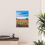 Red poppy field floral blossom landscape color photograph Poster Gallery Image 2