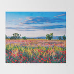 Red poppy field floral blossom landscape color photograph Throw Blanket Gallery Image 2