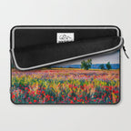 Red poppy field floral blossom landscape color photograph Laptop Sleeve Gallery Image 2