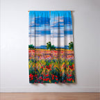 Red poppy field floral blossom landscape color photograph Window Curtain Gallery Image 3