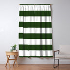 Large Dark Forest Green and White Cabana Tent Stripes Window Curtain Gallery Image 5