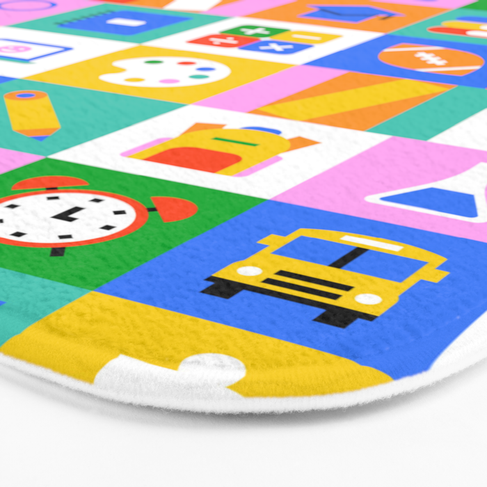 Colorful back to school geometric mosaic pattern Bath Mat Gallery Image 3