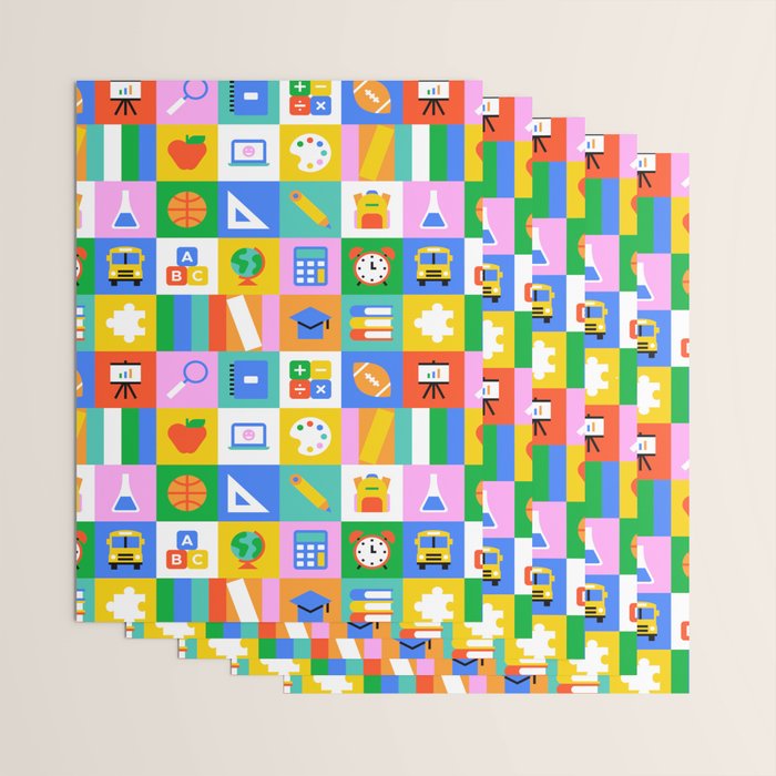 Colorful back to school geometric mosaic pattern Wrapping Paper Gallery Image 3