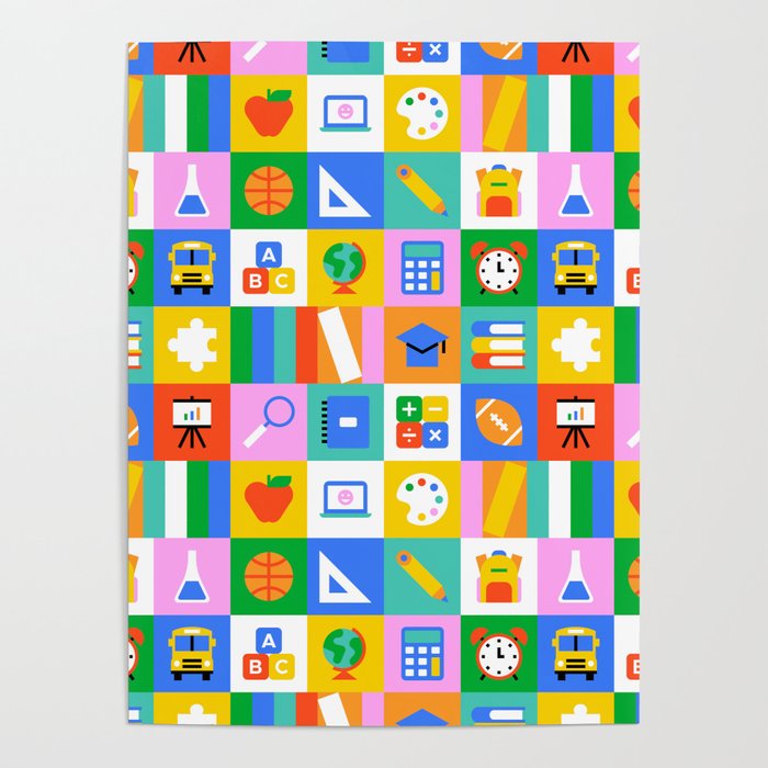 Colorful back to school geometric mosaic pattern Poster Gallery Image 4