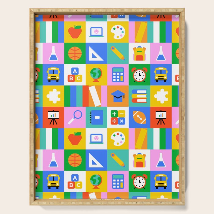 Colorful back to school geometric mosaic pattern Serving Tray Gallery Image 1