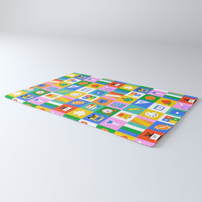 Colorful back to school geometric mosaic pattern Rug Gallery Image 3
