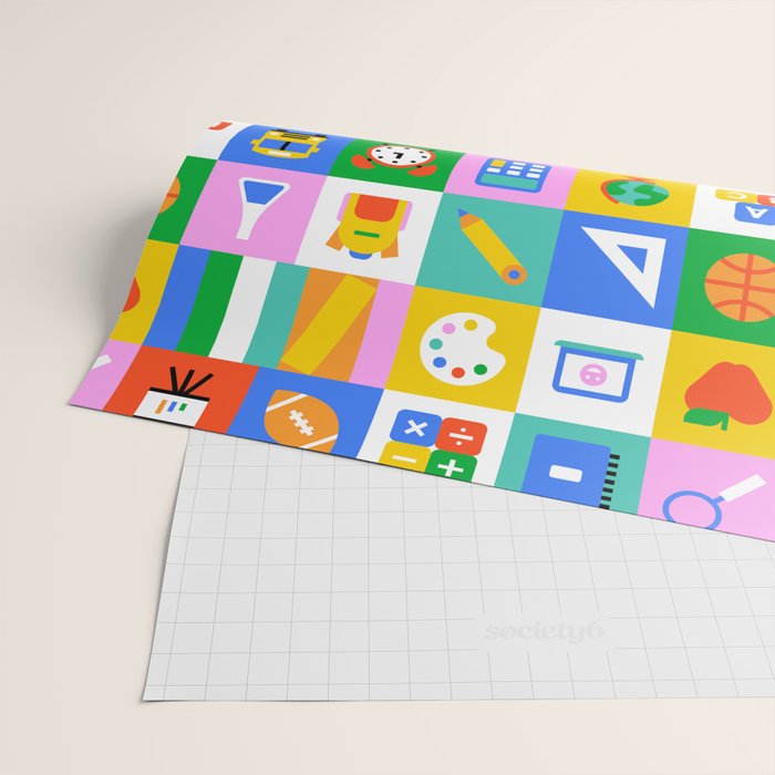 Colorful back to school geometric mosaic pattern Wrapping Paper Gallery Image 2