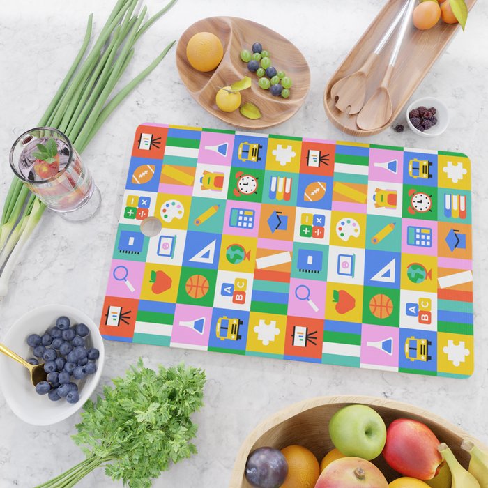 Colorful back to school geometric mosaic pattern Cutting Board Gallery Image 2