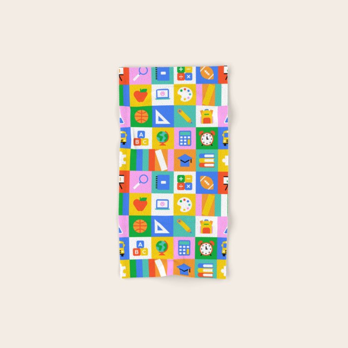 Colorful back to school geometric mosaic pattern Bath Towel Gallery Image 1
