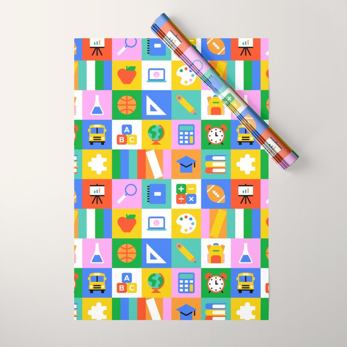 Colorful back to school geometric mosaic pattern Wrapping Paper Gallery Image 1