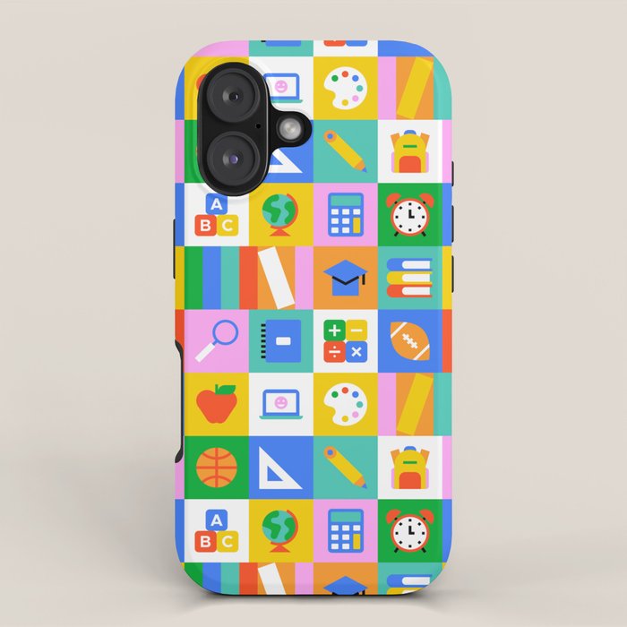 Colorful back to school geometric mosaic pattern iPhone Case Gallery Image 1
