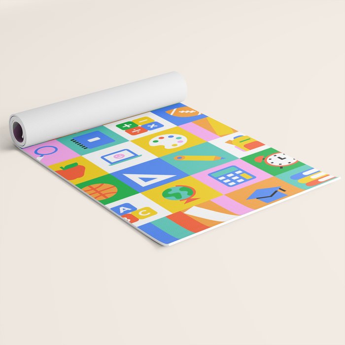 Colorful back to school geometric mosaic pattern Yoga Mat Gallery Image 2