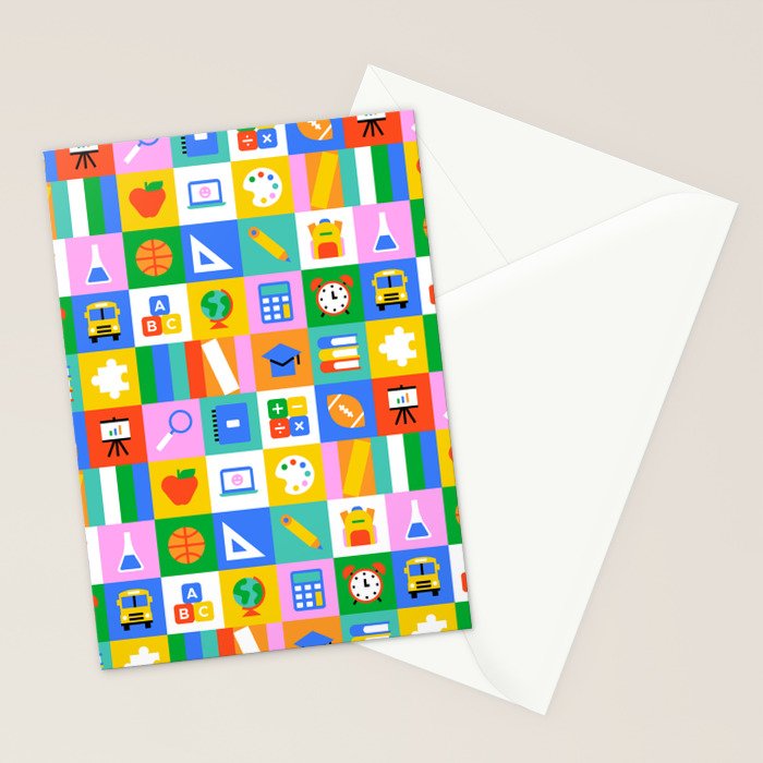Colorful back to school geometric mosaic pattern Stationery Card Gallery Image 2