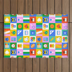 Colorful back to school geometric mosaic pattern Outdoor Rug Gallery Image 1