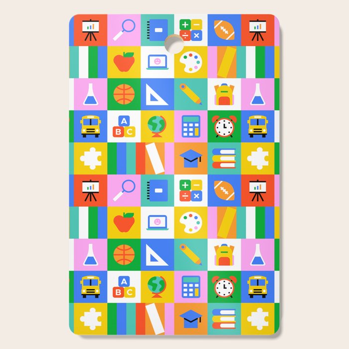 Colorful back to school geometric mosaic pattern Cutting Board Gallery Image 1