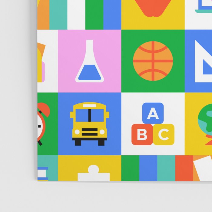 Colorful back to school geometric mosaic pattern Poster Gallery Image 3