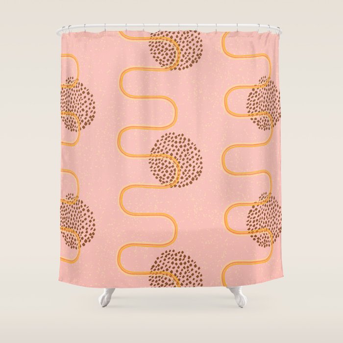 Abstract Fields in Peach Pink & Brown Shower Curtain Gallery Image 1