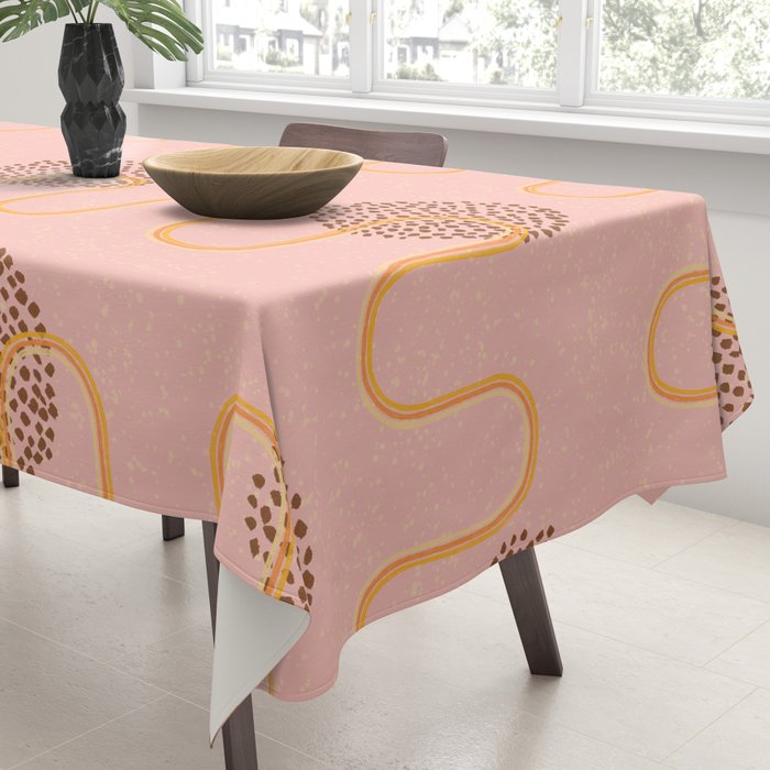 Abstract Fields in Peach Pink & Brown Tablecloth Gallery Image 3