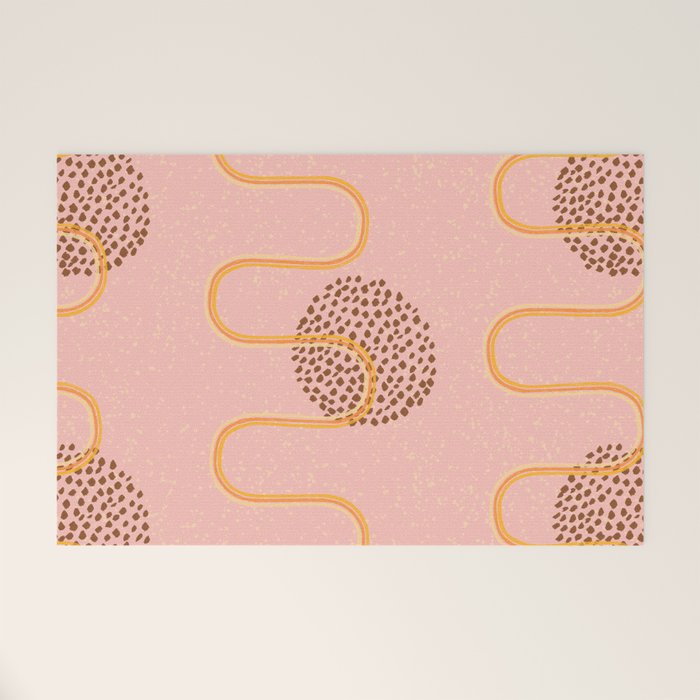 Abstract Fields in Peach Pink & Brown Welcome Mat Gallery Image 1