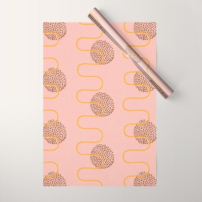 Abstract Fields in Peach Pink & Brown Wrapping Paper Gallery Image 1