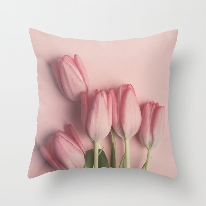 Pretty Pink Tulips spring still life flower photograph Throw Pillow Gallery Image 6