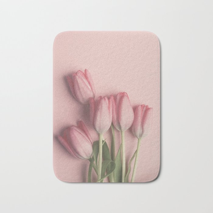 Pretty Pink Tulips spring still life flower photograph Bath Mat Gallery Image 1