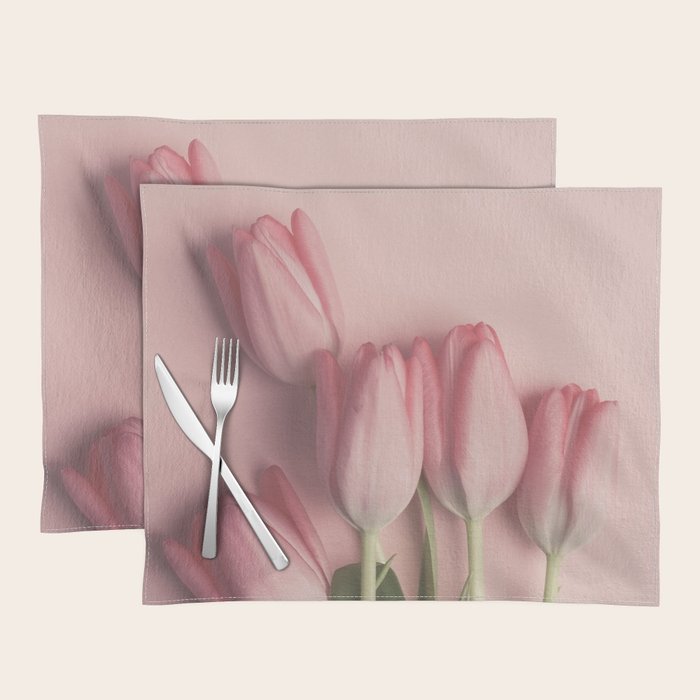 Pretty Pink Tulips spring still life flower photograph Placemat Gallery Image 1