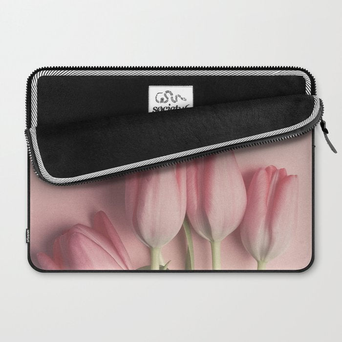 Pretty Pink Tulips spring still life flower photograph Laptop Sleeve Gallery Image 2