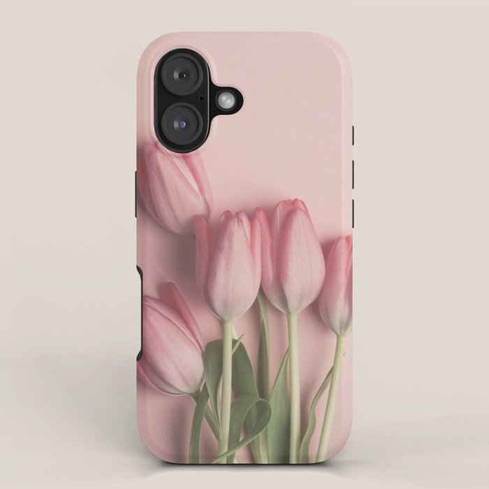 Pretty Pink Tulips spring still life flower photograph iPhone Case Gallery Image 1