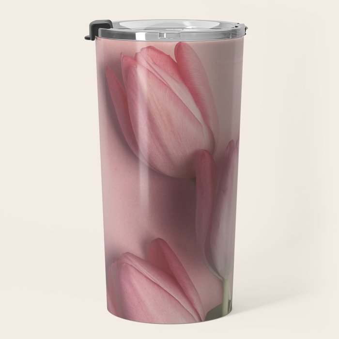 Pretty Pink Tulips spring still life flower photograph Travel Mug Gallery Image 3