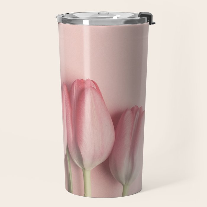 Pretty Pink Tulips spring still life flower photograph Travel Mug Gallery Image 2