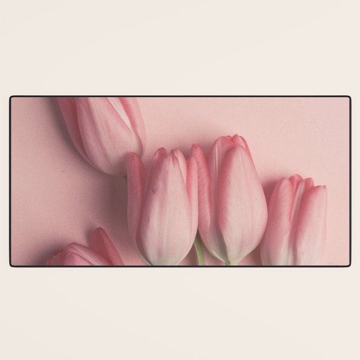 Pretty Pink Tulips spring still life flower photograph Desk Mat Gallery Image 3