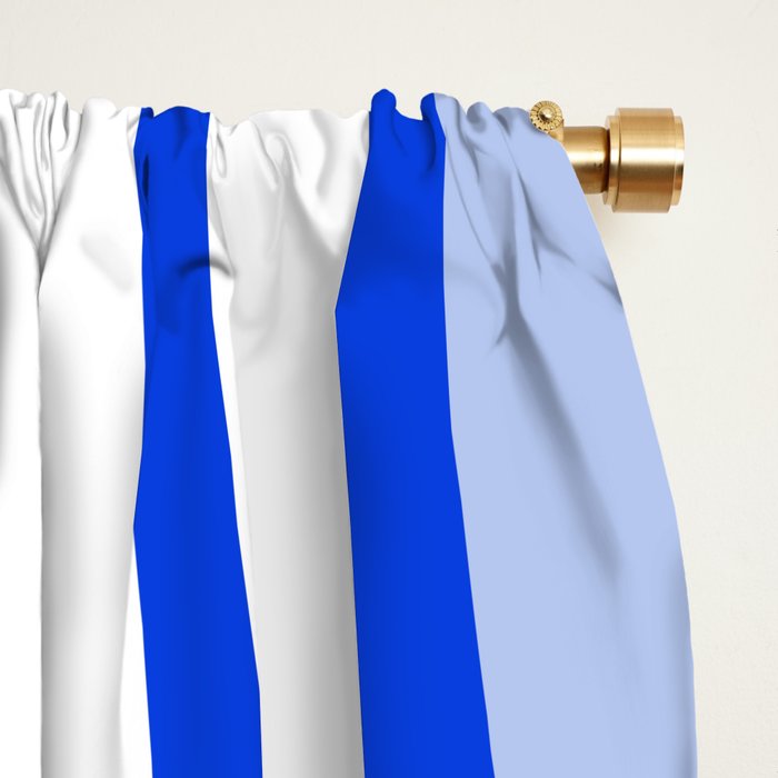 Mid-Century Modern Palm Springs Abstract Pattern Royal Blue Light Blue and White Window Curtain Gallery Image 2