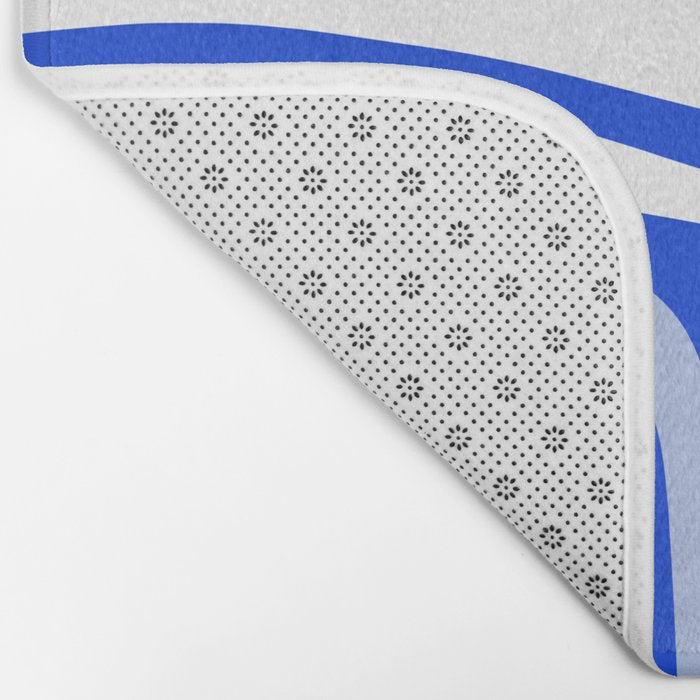 Mid-Century Modern Palm Springs Abstract Pattern Royal Blue Light Blue and White Bath Mat Gallery Image 2