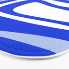 Mid-Century Modern Palm Springs Abstract Pattern Royal Blue Light Blue and White Bath Mat Gallery Image 3