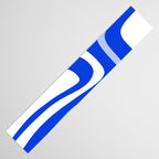 Mid-Century Modern Palm Springs Abstract Pattern Royal Blue Light Blue and White Table Runner Gallery Image 3