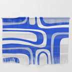 Mid-Century Modern Palm Springs Abstract Pattern Royal Blue Light Blue and White Wall Hanging Gallery Image 1