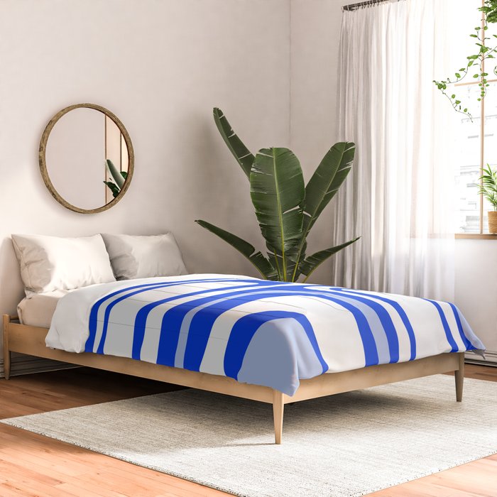 Mid-Century Modern Palm Springs Abstract Pattern Royal Blue Light Blue and White Comforter Gallery Image 2