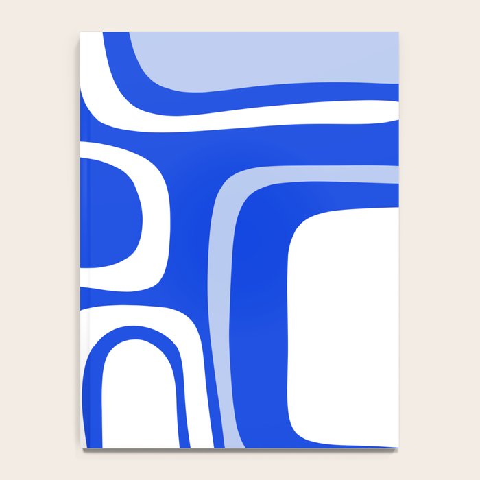 Mid-Century Modern Palm Springs Abstract Pattern Royal Blue Light Blue and White Notebook Gallery Image 4