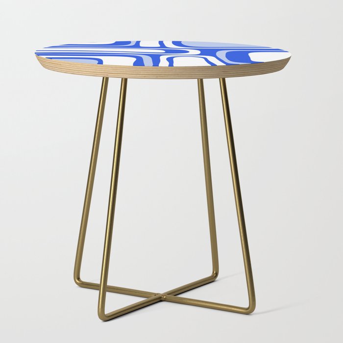 Mid-Century Modern Palm Springs Abstract Pattern Royal Blue Light Blue and White Side Table Gallery Image 1