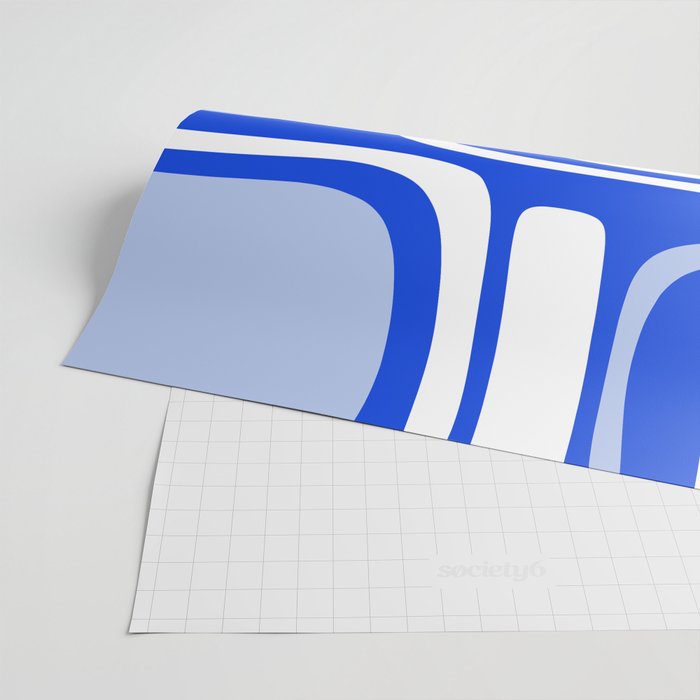 Mid-Century Modern Palm Springs Abstract Pattern Royal Blue Light Blue and White Wrapping Paper Gallery Image 2