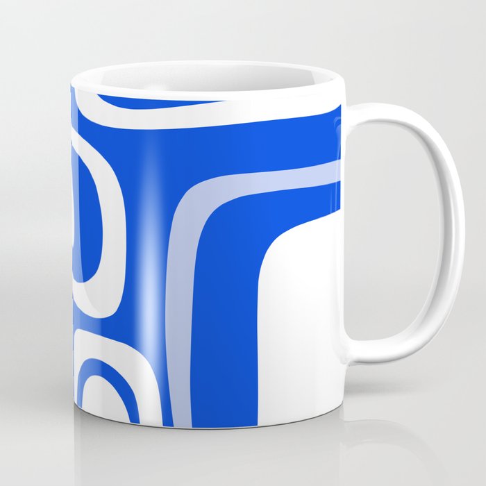 Mid-Century Modern Palm Springs Abstract Pattern Royal Blue Light Blue and White Coffee Mug Gallery Image 1