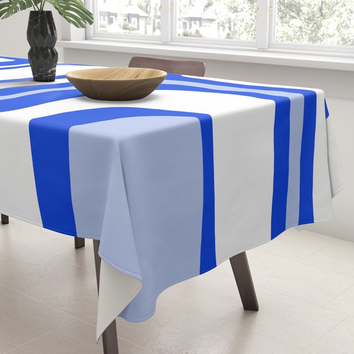 Mid-Century Modern Palm Springs Abstract Pattern Royal Blue Light Blue and White Tablecloth Gallery Image 3