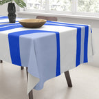 Mid-Century Modern Palm Springs Abstract Pattern Royal Blue Light Blue and White Tablecloth Gallery Image 3