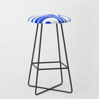 Mid-Century Modern Palm Springs Abstract Pattern Royal Blue Light Blue and White Stool Gallery Image 1