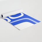 Mid-Century Modern Palm Springs Abstract Pattern Royal Blue Light Blue and White Yoga Mat Gallery Image 2