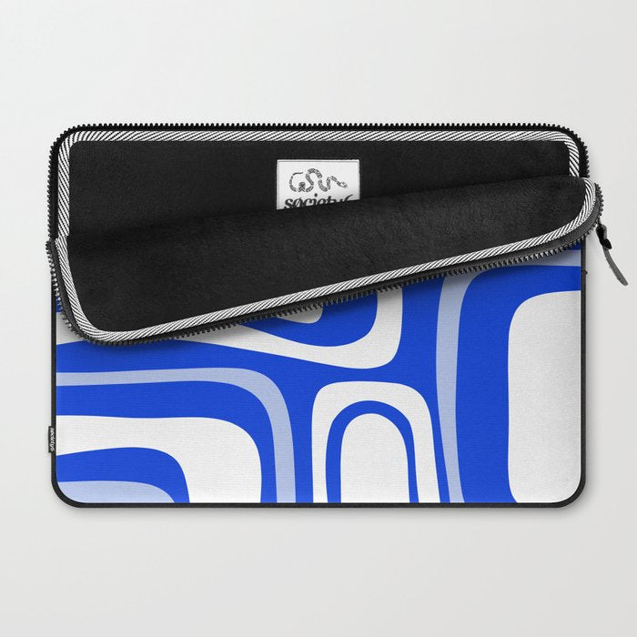 Mid-Century Modern Palm Springs Abstract Pattern Royal Blue Light Blue and White Laptop Sleeve Gallery Image 2