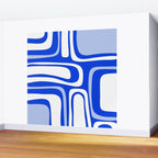 Mid-Century Modern Palm Springs Abstract Pattern Royal Blue Light Blue and White Wall Mural Gallery Image 2